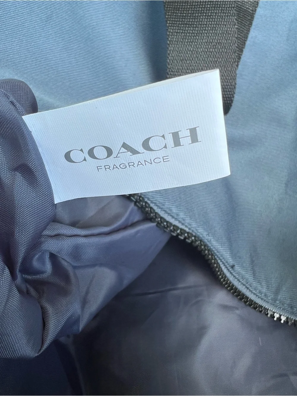 NWOT! COACH Weekender Slate Blue Duffel with Black Straps